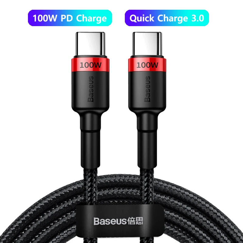 100W/5A USB C To USB Type C Cable For iPhone 16 15 PD Fast Charging Charger Cord For Macbook Samsung Xiaomi Type-C Cable