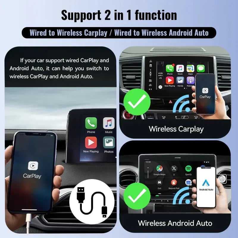 Wireless CarPlay Android Auto Wireless Adapter Smart Mini Box Plug And Play WiFi Fast Connect Universal For Nissan