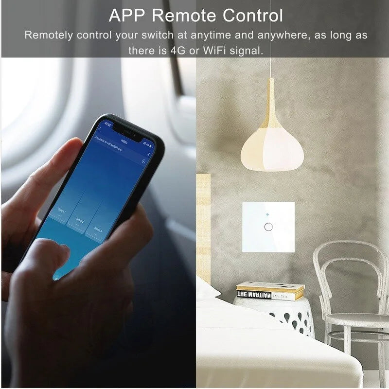 WiFi Smart Light Switches Touch Switch RF433 No Neutral Wire Smart Home Life Tuya App Control Support Alexa Google Home