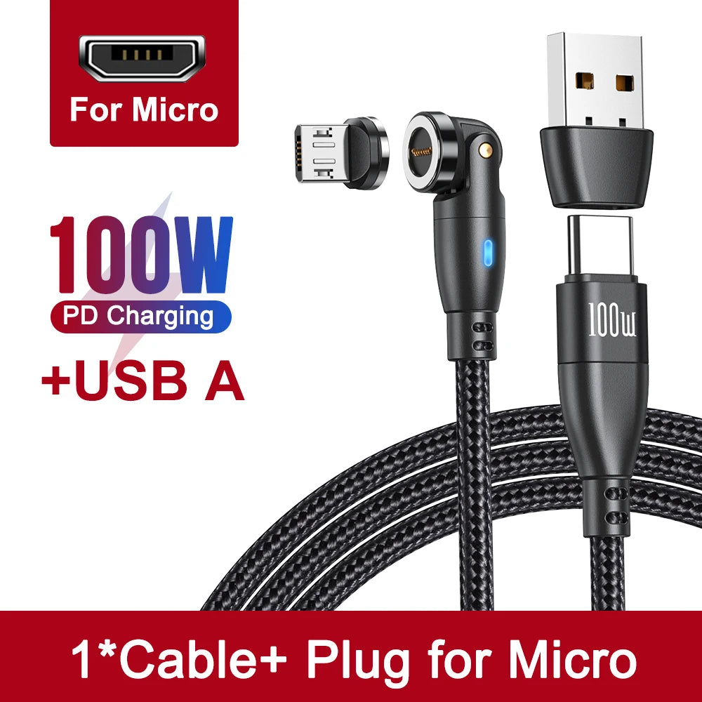 100W Magnetic USB Type C Cable 5A Fast Charging Cord for MacBook Samsung iPhone Devices