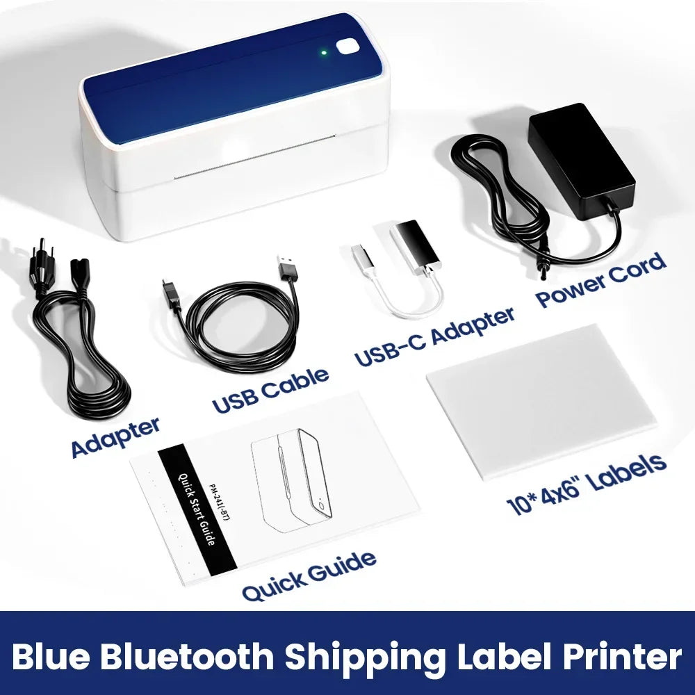Bluetooth Thermal Label Printer Wireless Small Shipping Label Printer 4X6 Compatible with iPhone Android Mac Window