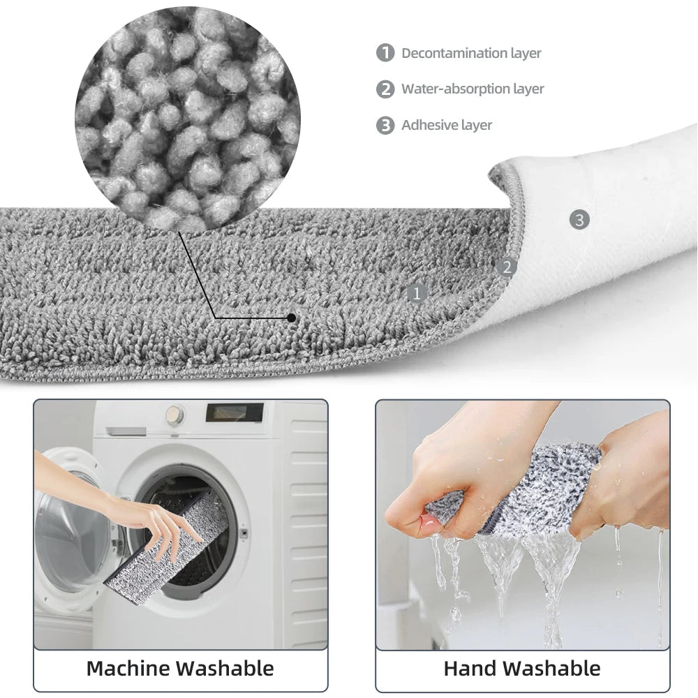 Hands Free Flat Floor Mop and Bucket Set with Washable Microfiber Pads for Hardwood Floors