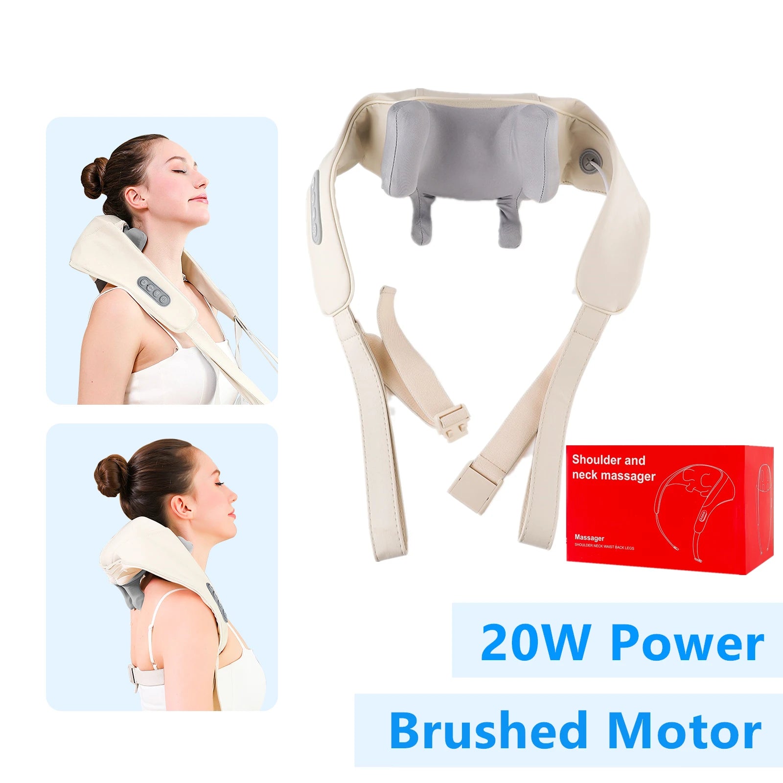 Wireless Neck Shoulder Massager – 26W Brushless Motor Kneading Shawl