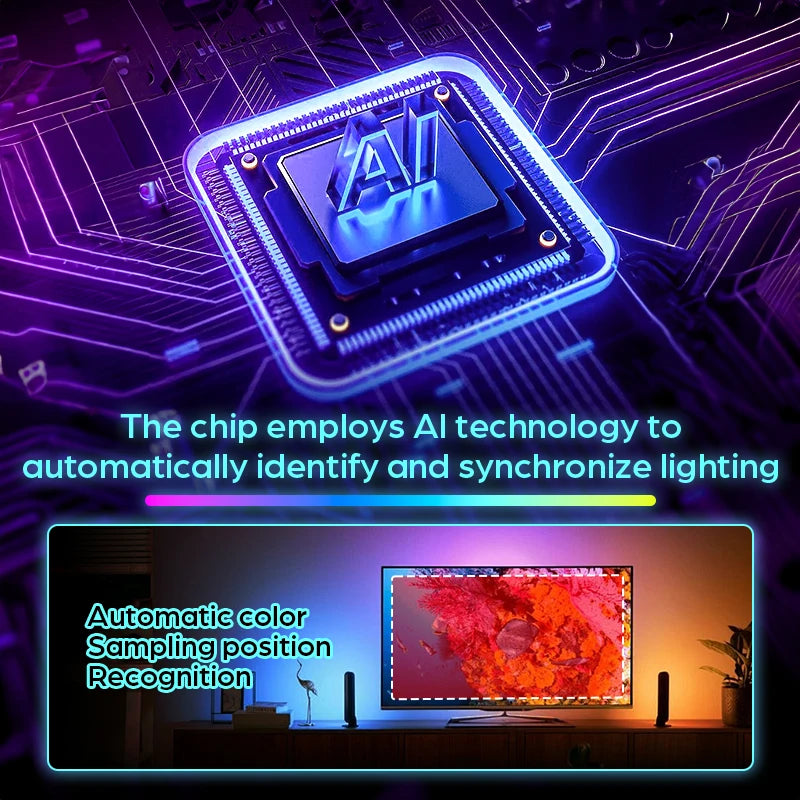 Ambient TV LED Backlight with Real-Time Screen Sync for 40–85 Inch TVs | HDMI 2.0 Compatible | Dynamic 4K LED Light Strip