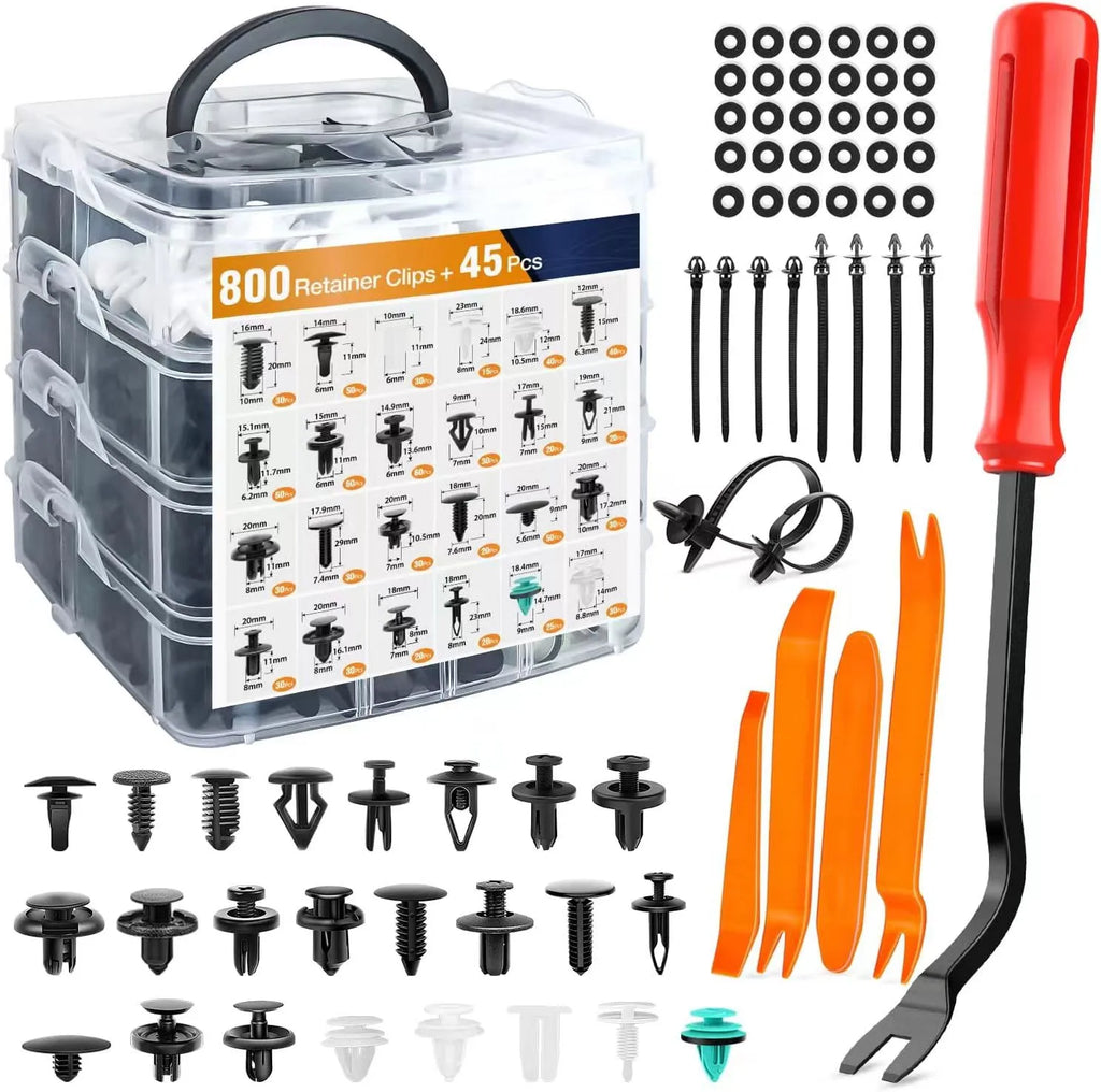 800pcs-100Pcs Car Fastener Clip Kit Fender Rivet Plastic Clips Auto Body Push Retainer Pin Rivet Bumper Door Trim Panel Repair