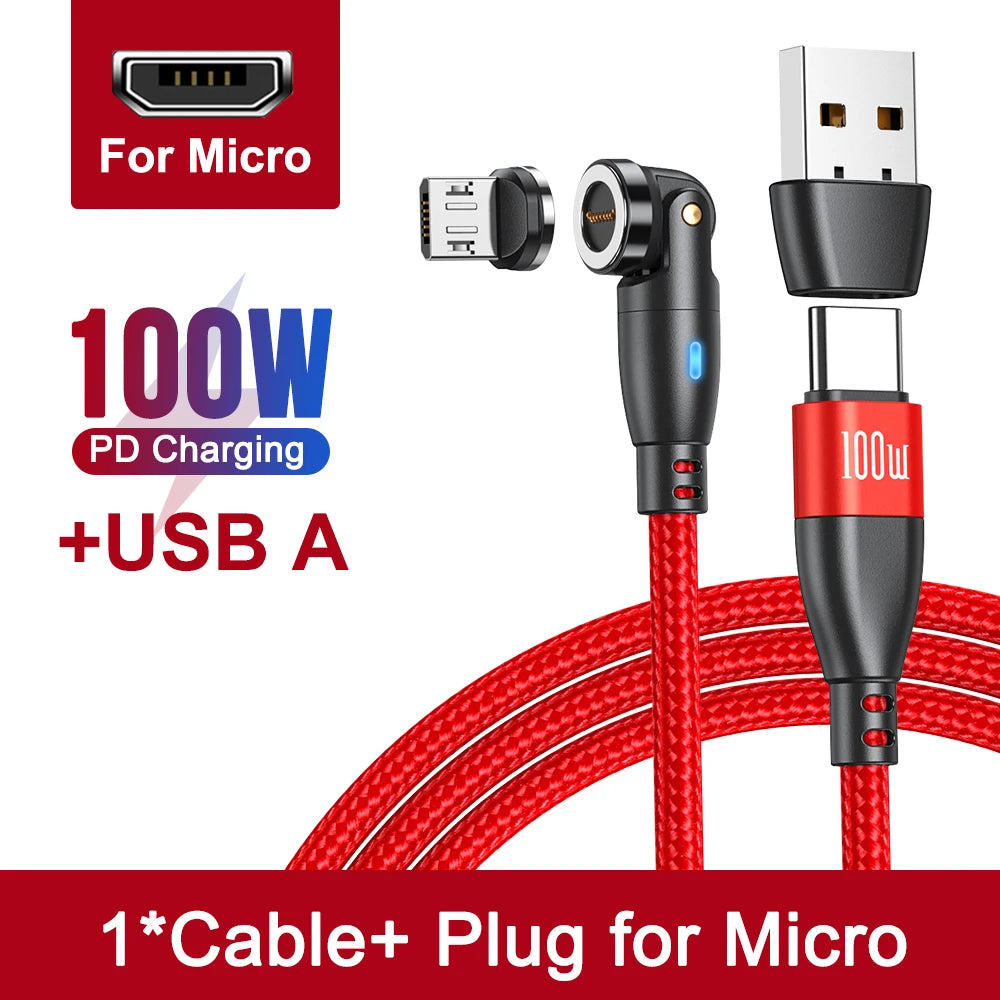 100W Magnetic USB Type C Cable 5A Fast Charging Cord for MacBook Samsung iPhone Devices