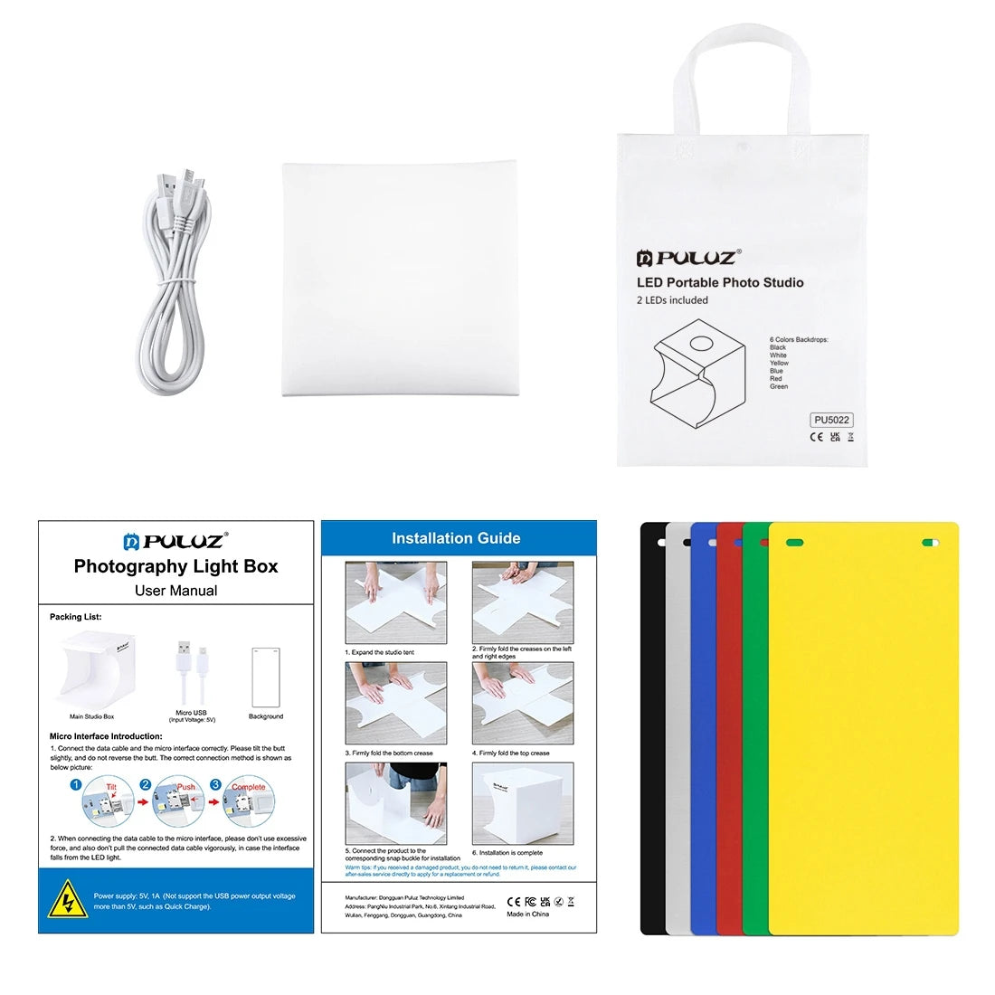 Mini 2 LED Panels Folding Portable 1100LM Light Photo Lighting Studio Shooting Tent Box Kit with 6 Colors Backdrops