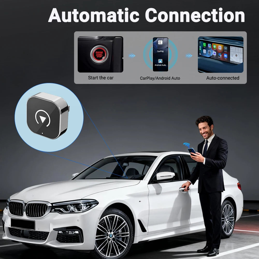 2 in1 Wireless CarPlay Adapter Android Auto AI Smart Box Car Intelligent Systems For VW Toyota Nissan Honda Ford Benz