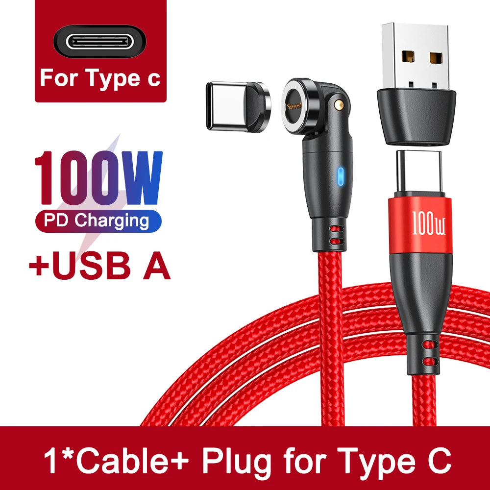 100W Magnetic USB Type C Cable 5A Fast Charging Cord for MacBook Samsung iPhone Devices