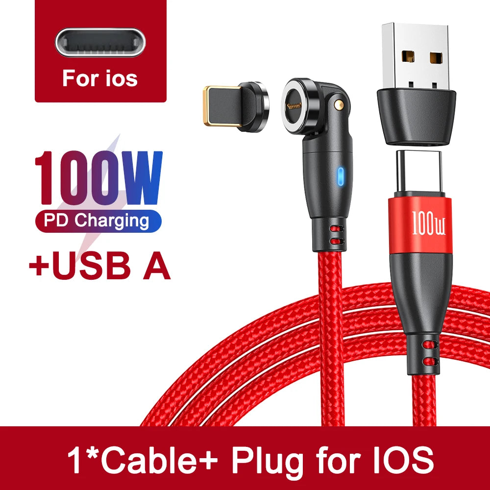 100W Magnetic USB Type C Cable 5A Fast Charging Cord for MacBook Samsung iPhone Devices