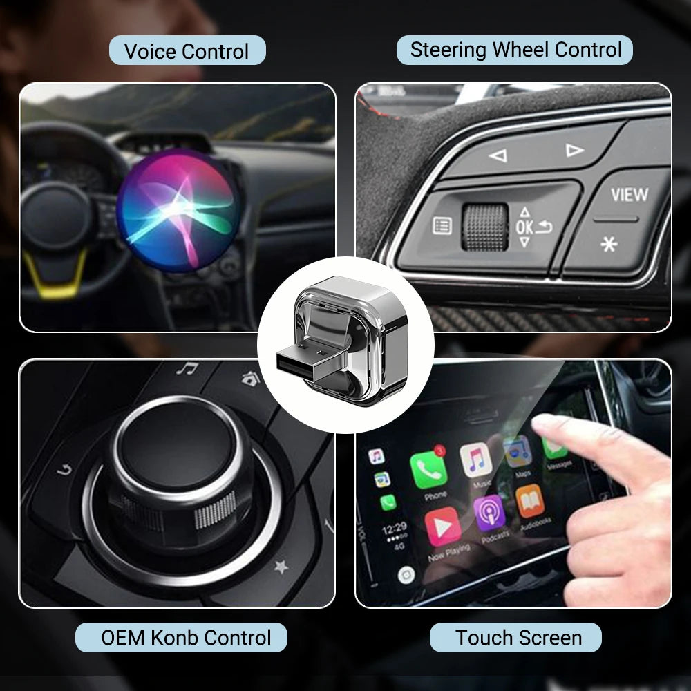 2 in1 Wireless CarPlay Adapter Android Auto AI Smart Box Car Intelligent Systems For VW Toyota Nissan Honda Ford Benz
