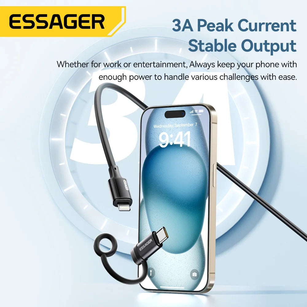 Essager Lightning to USB-C Adapter 3A Fast Charging OTG Converter for iPhone 15 Pro Max XR