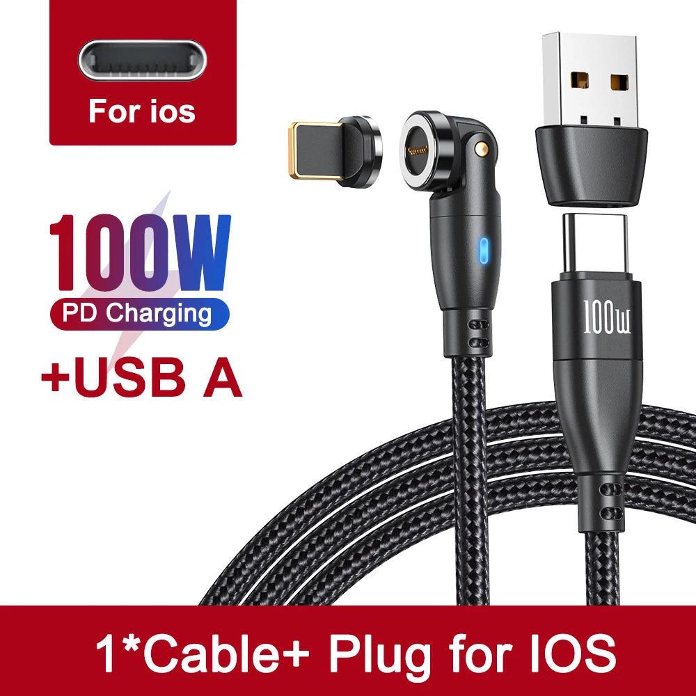 100W Magnetic USB Type C Cable 5A Fast Charging Cord for MacBook Samsung iPhone Devices
