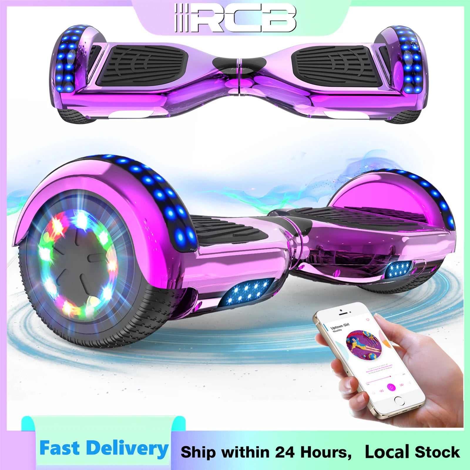 6.5 Inch Hoverboard with Bluetooth Speaker & LED Lights | Self-Balancing Two-Wheel Scooter for Kids & Adults
