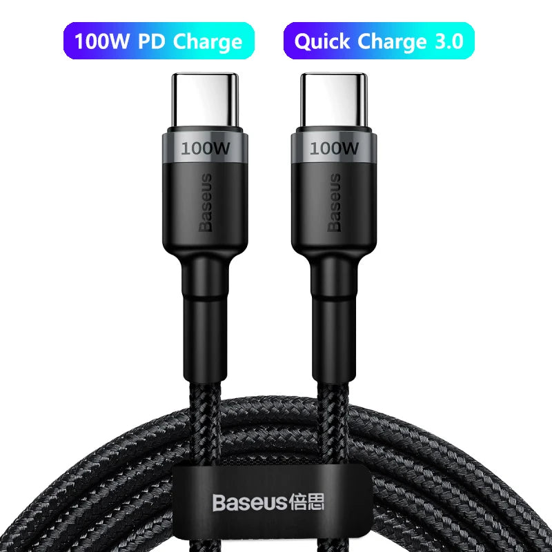 100W/5A USB C To USB Type C Cable For iPhone 16 15 PD Fast Charging Charger Cord For Macbook Samsung Xiaomi Type-C Cable