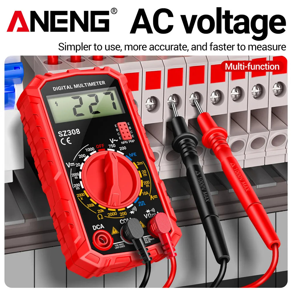 Digital Multimeter AC/DC Current Meter Voltage Resistance Meter Electrician LCD Backlight Ohm Square Wave Test