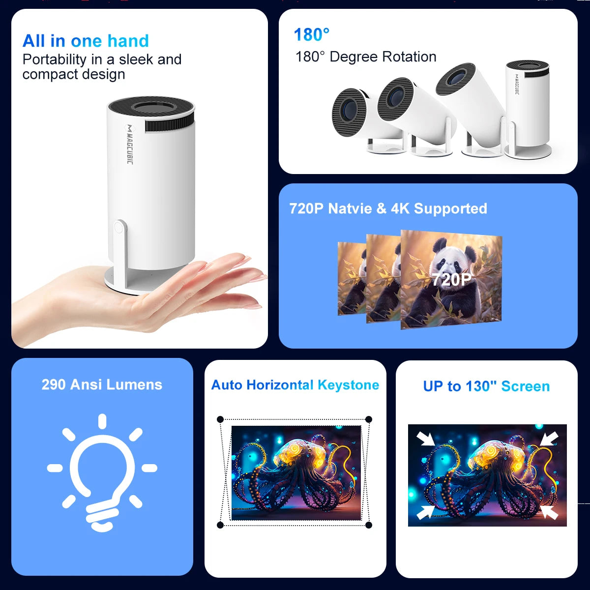 Magcubic Projector Pro 4K Android 11 Dual Wifi6 290ANSI Allwinner Home Cinema Outdoor Projetor