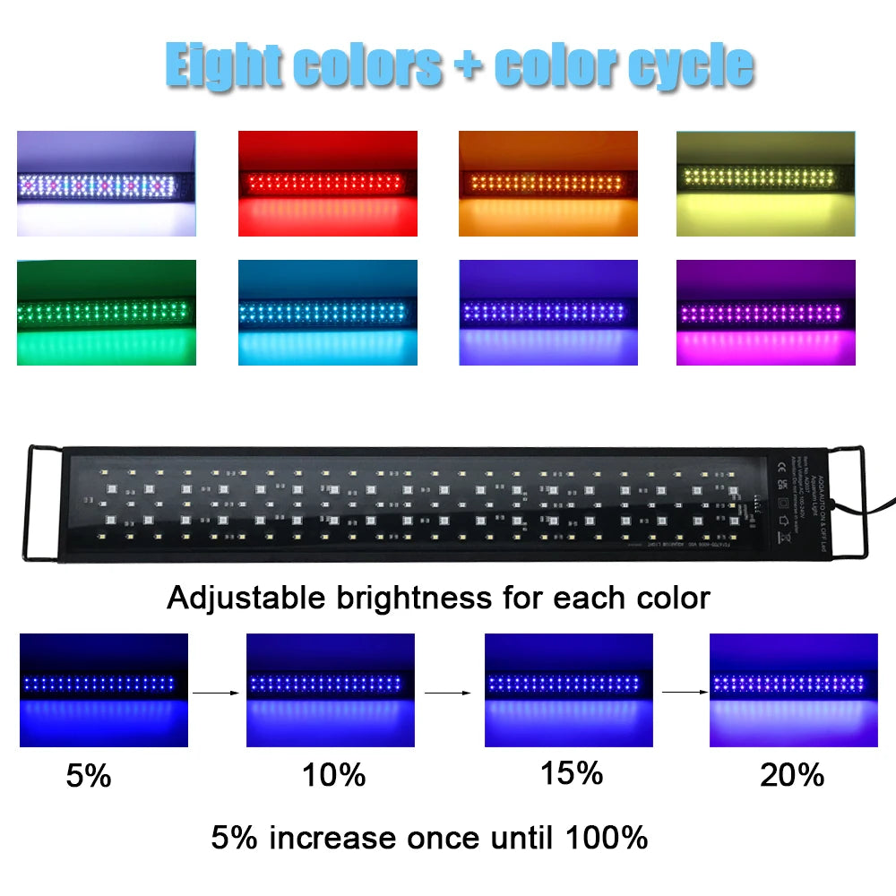 Full Spectrum Lighting LED Light Aquarium Decoration Aquatic Plant Growth Lamp IP68 Waterproof 100V-240V