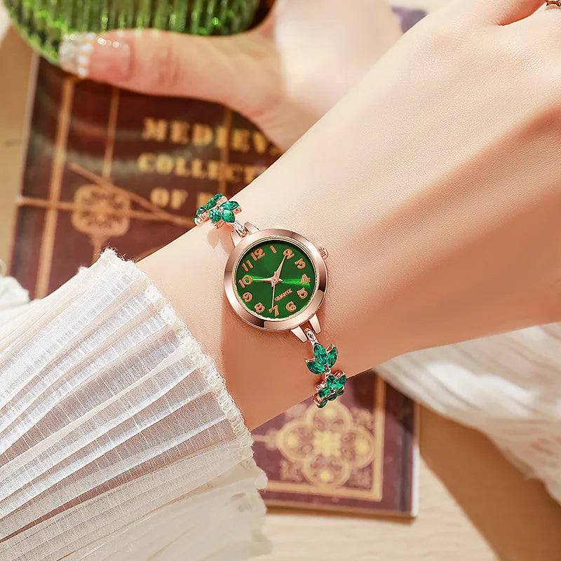 Elegant Women Watches Luxury Rhinestone Bracelet Bracelet Quartz Watch Reloj Mujer Girls Clock Gift（Without Box）