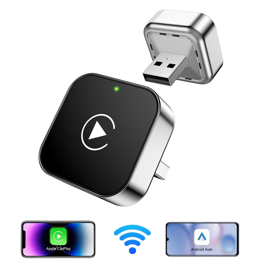 2 in1 Wireless CarPlay Adapter Android Auto AI Smart Box Car Intelligent Systems For VW Toyota Nissan Honda Ford Benz