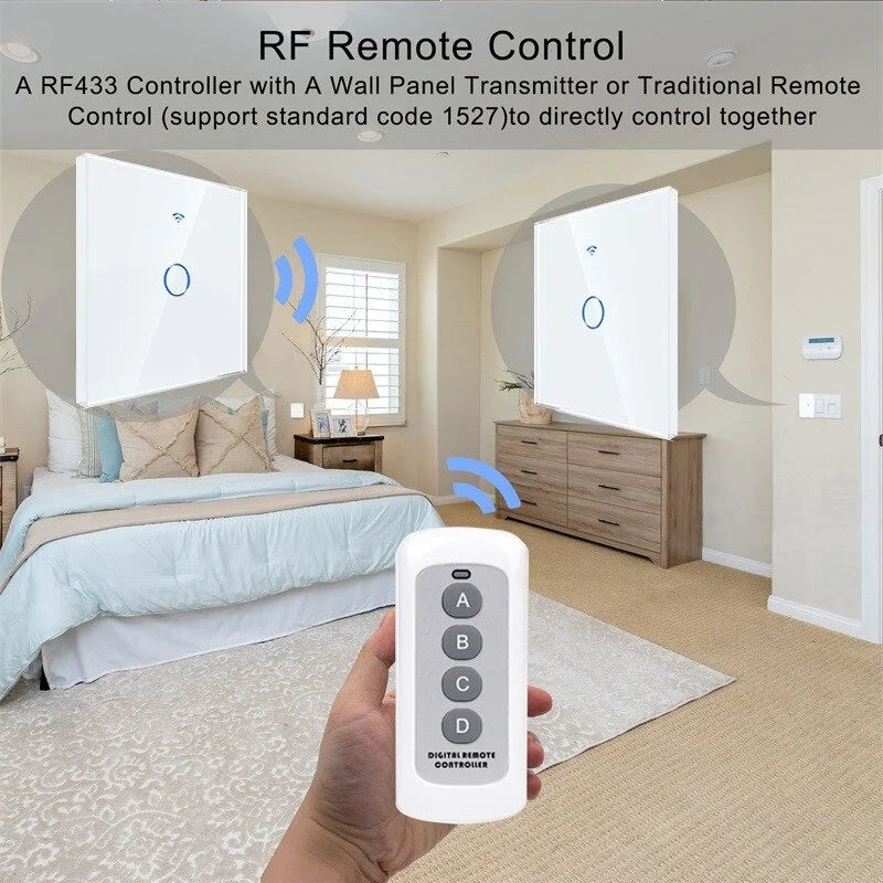 WiFi Smart Light Switches Touch Switch RF433 No Neutral Wire Smart Home Life Tuya App Control Support Alexa Google Home