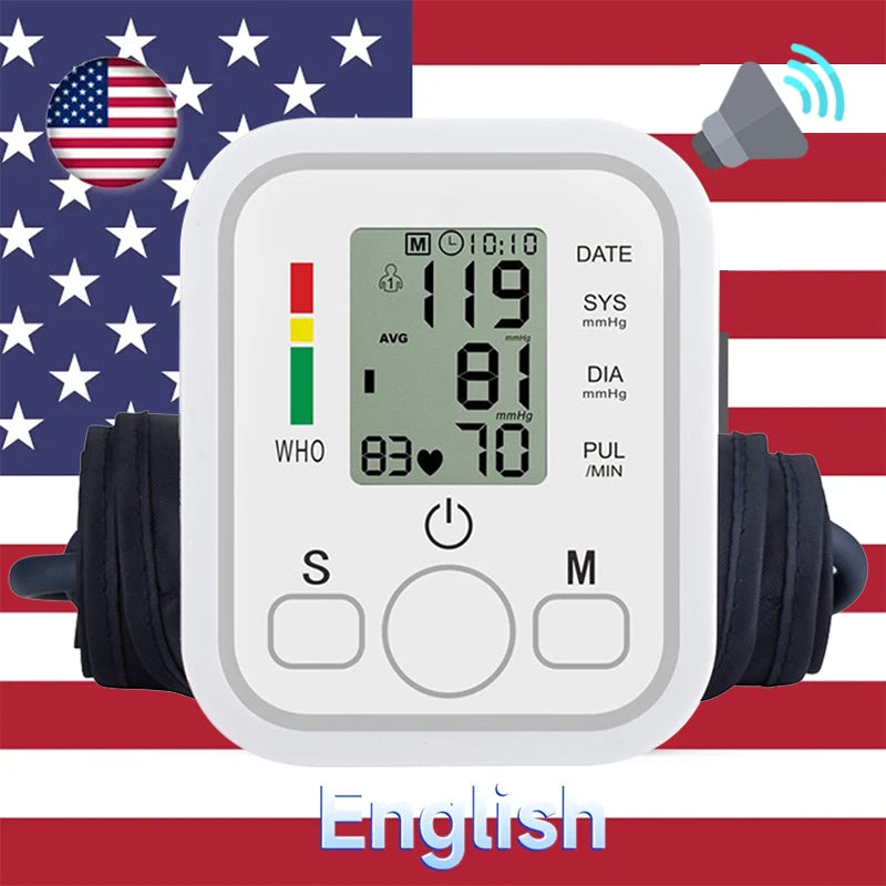 Portable Digital Blood Pressure Monitor Arm with Heart Rate Monitor – Automatic BP Machine for Home Use