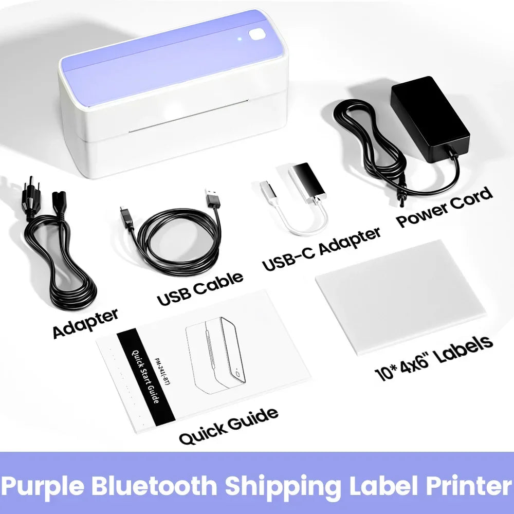 Bluetooth Thermal Label Printer Wireless Small Shipping Label Printer 4X6 Compatible with iPhone Android Mac Window