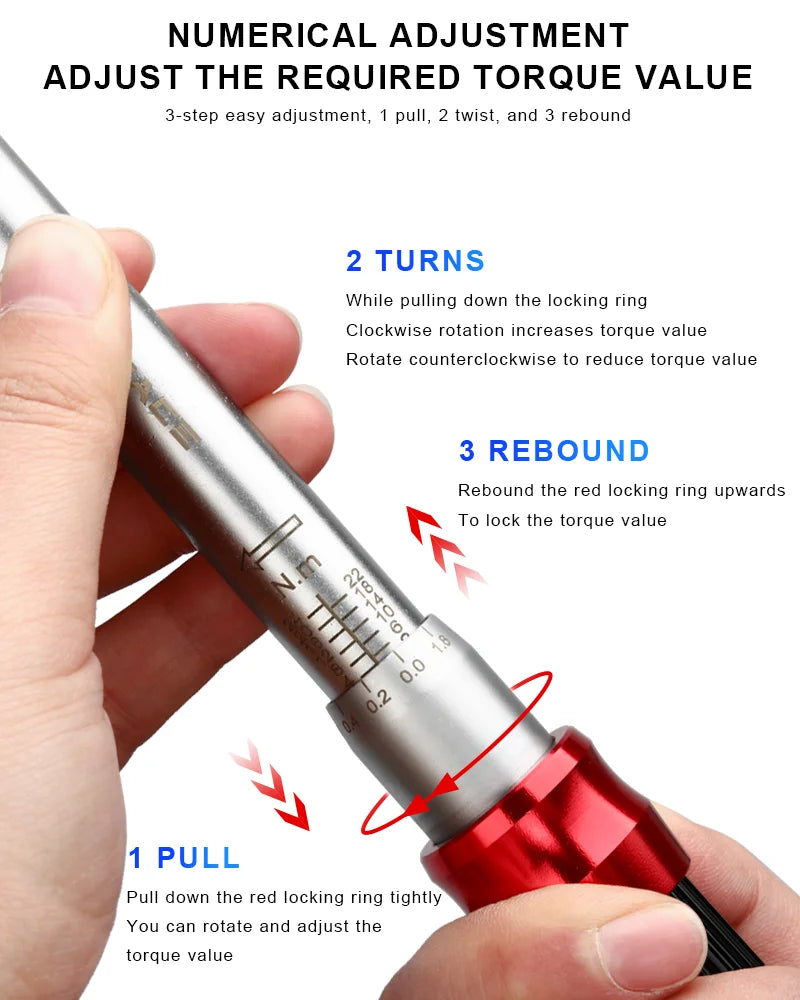 15Pcs Bicycle Torque Wrench Set 1/4 Inch 2-24Nm Bike Repair Tool Kit with Allen Key Sockets