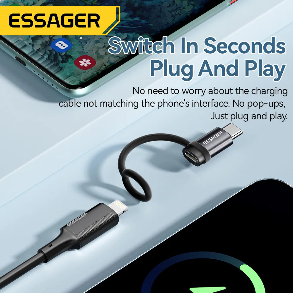Essager Lightning to USB-C Adapter 3A Fast Charging OTG Converter for iPhone 15 Pro Max XR