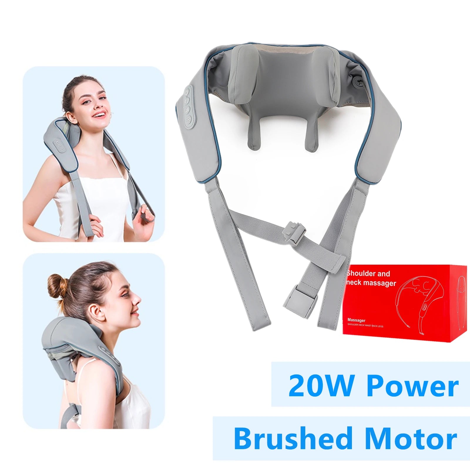 Wireless Neck Shoulder Massager – 26W Brushless Motor Kneading Shawl