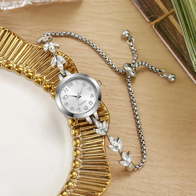 Elegant Women Watches Luxury Rhinestone Bracelet Bracelet Quartz Watch Reloj Mujer Girls Clock Gift（Without Box）