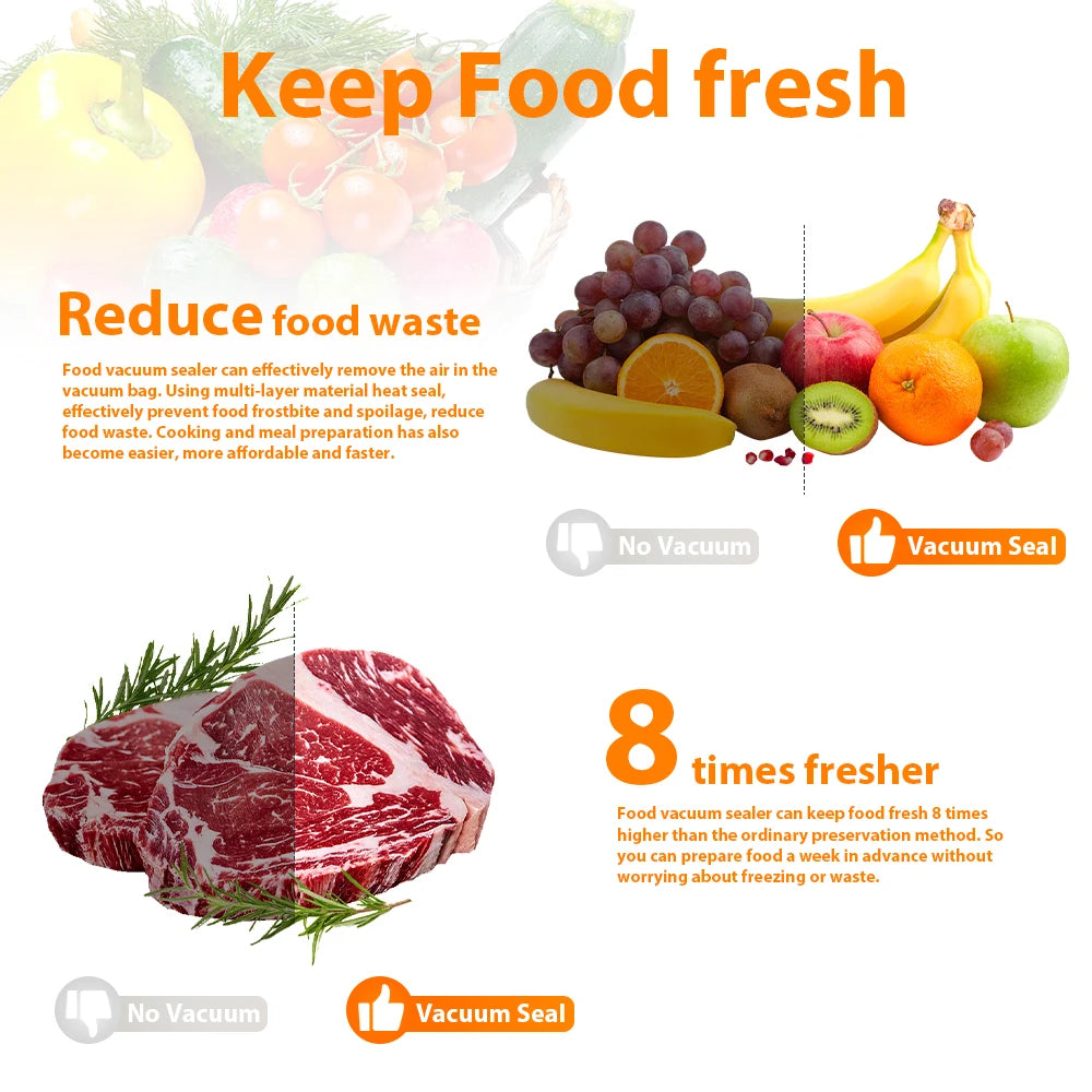 Vacuum Sealer Packaging Machine with 10 Free Bags Household Food Vacuum Food Sealing Machine