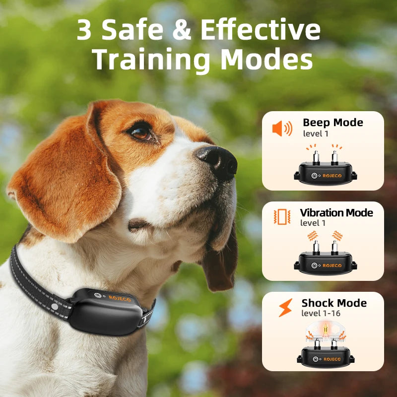 Rechargeable Electric Dog Training Collar with Remote | IPX7 Waterproof Bark Control with Vibration & Shock Modes