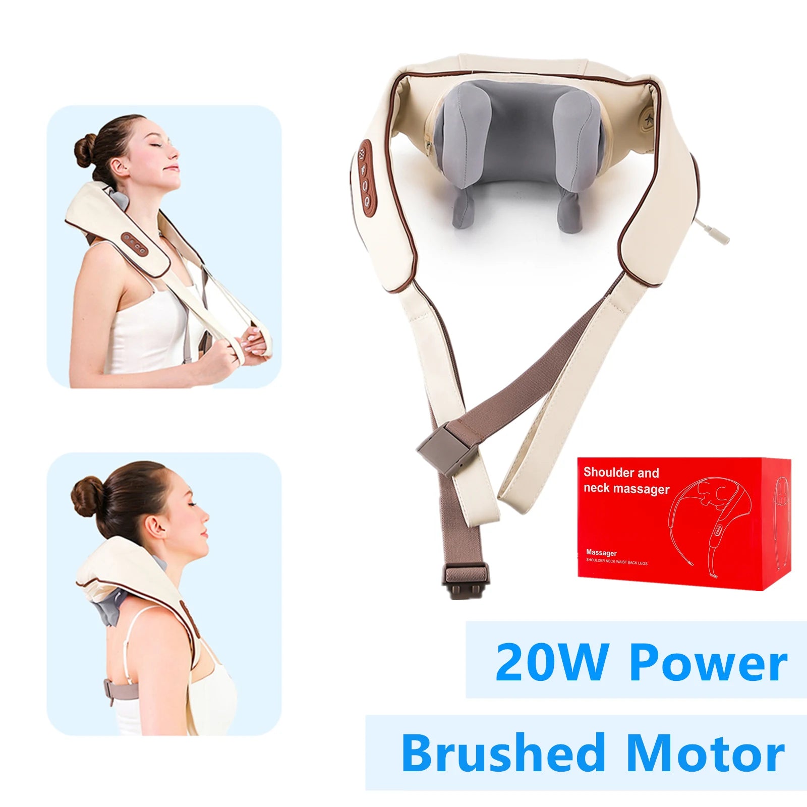 Wireless Neck Shoulder Massager – 26W Brushless Motor Kneading Shawl