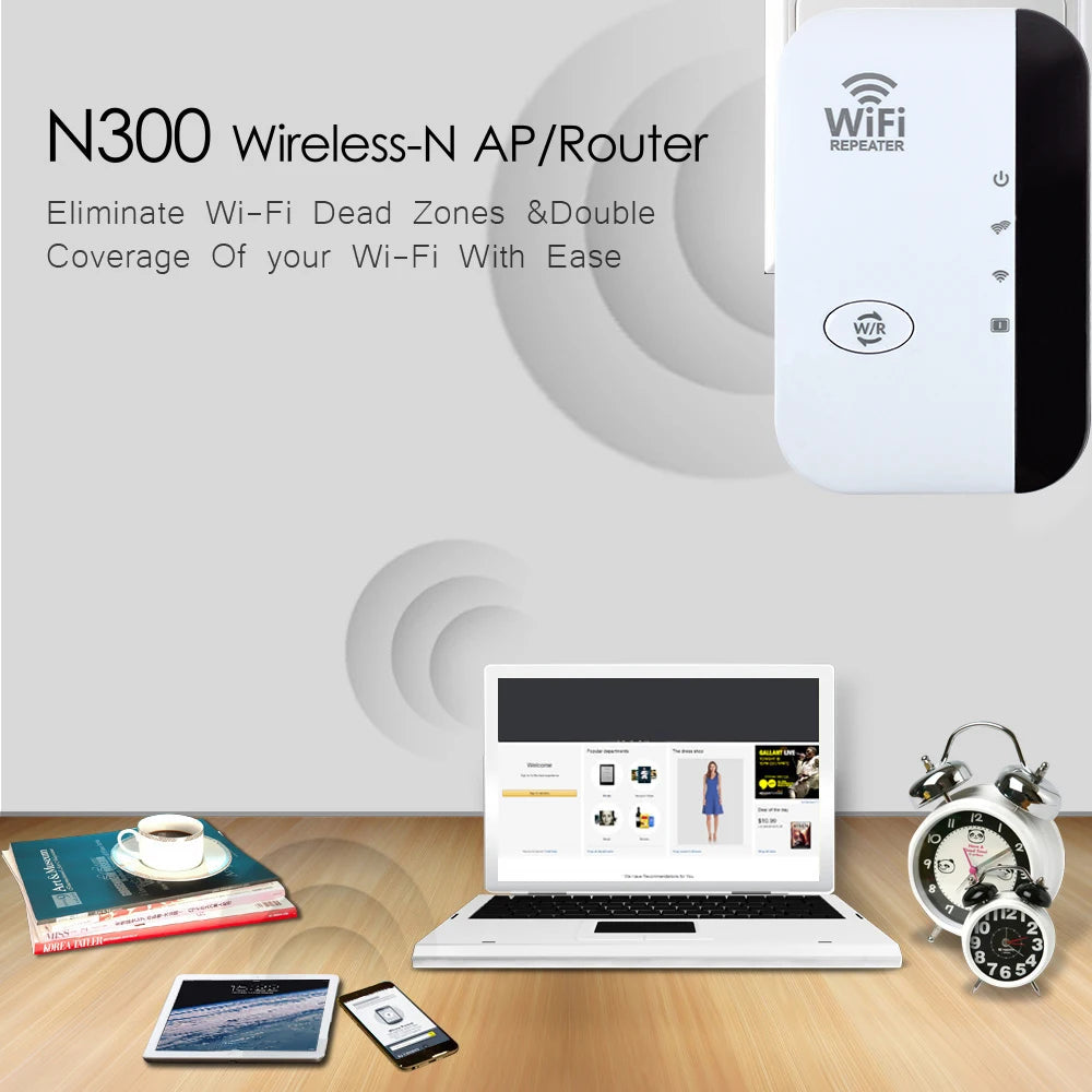 Mini WiFi Repeater Pro Internet Signal Booster - 300Mbps range Extender Amplifier