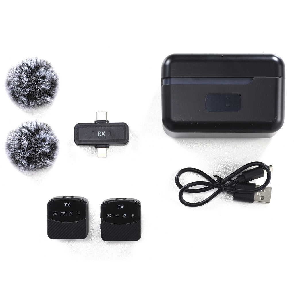 Wireless Lavalier Microphone for iPhone Android Camera Noise Reduction Video Recording Mic