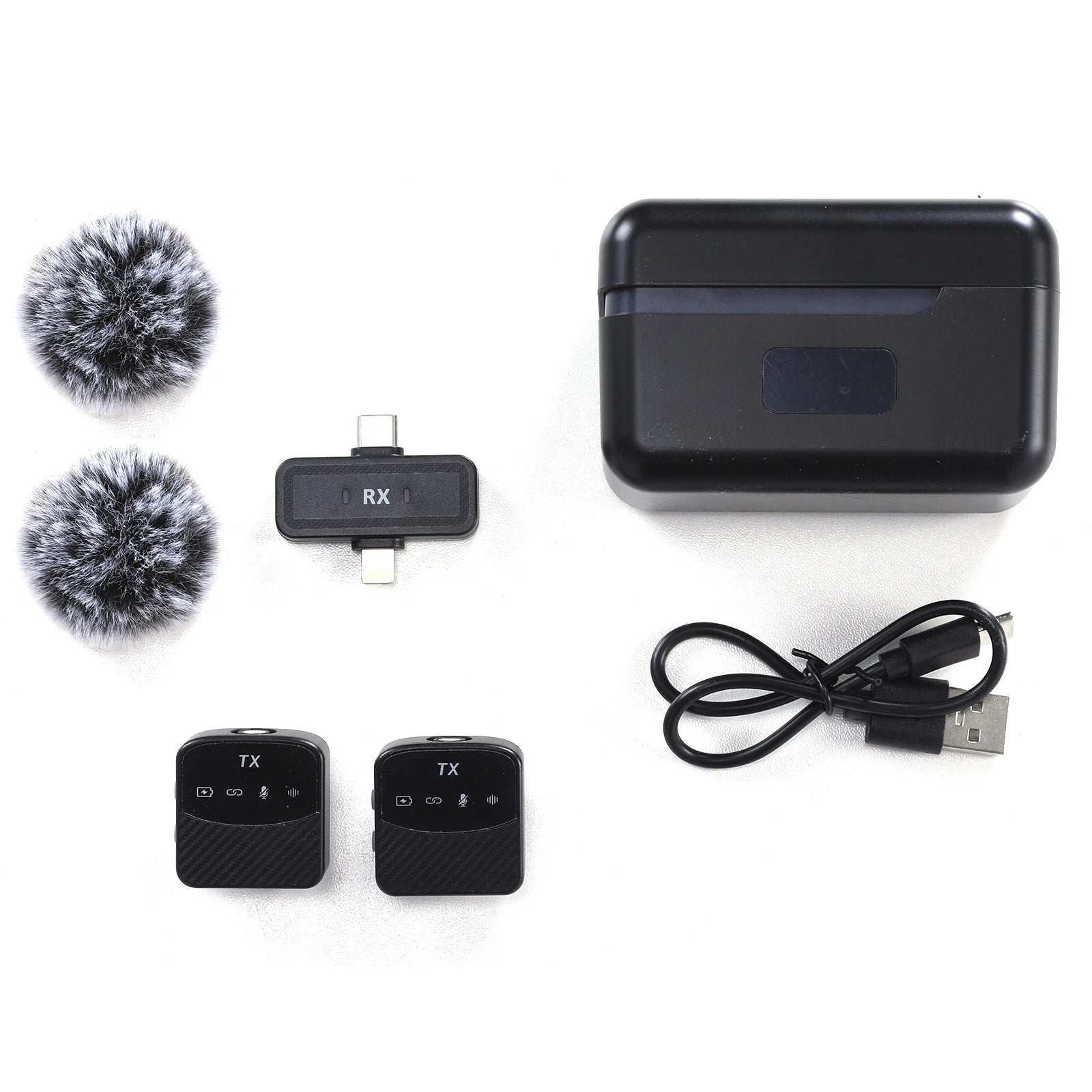 Wireless Lavalier Microphone for iPhone Android Camera Noise Reduction Video Recording Mic