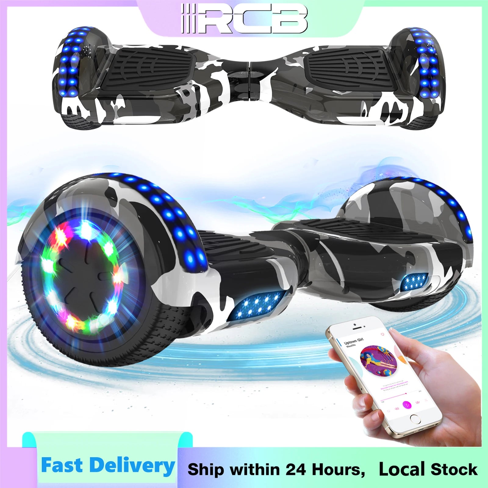 6.5 Inch Hoverboard with Bluetooth Speaker & LED Lights | Self-Balancing Two-Wheel Scooter for Kids & Adults