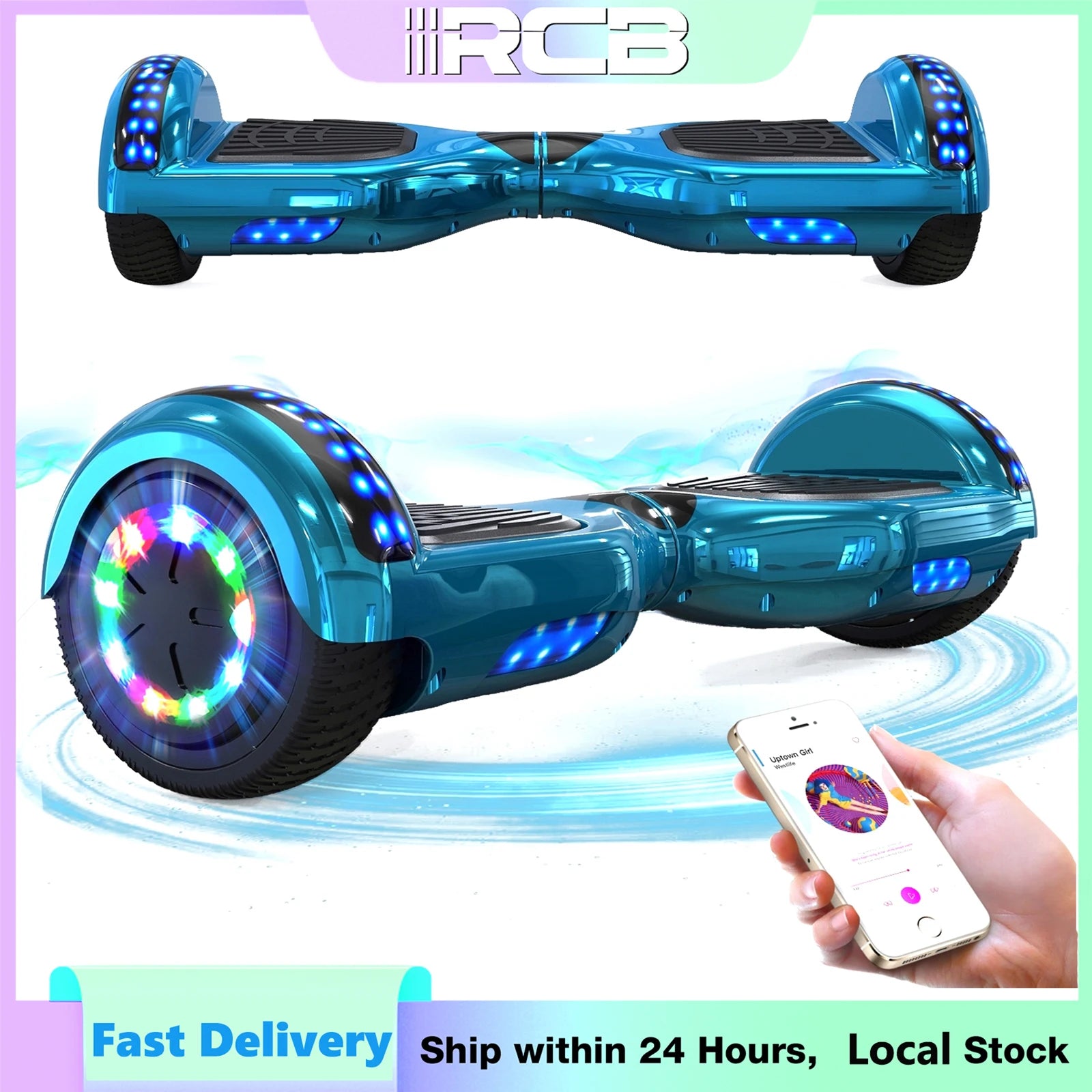 6.5 Inch Hoverboard with Bluetooth Speaker & LED Lights | Self-Balancing Two-Wheel Scooter for Kids & Adults