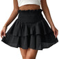 SOMER Mini Skirts for Women Summer High Waist Short Pleated Skirt Pleated A-Line Elastic Ruffle Beach Dress Casual 2025 Black