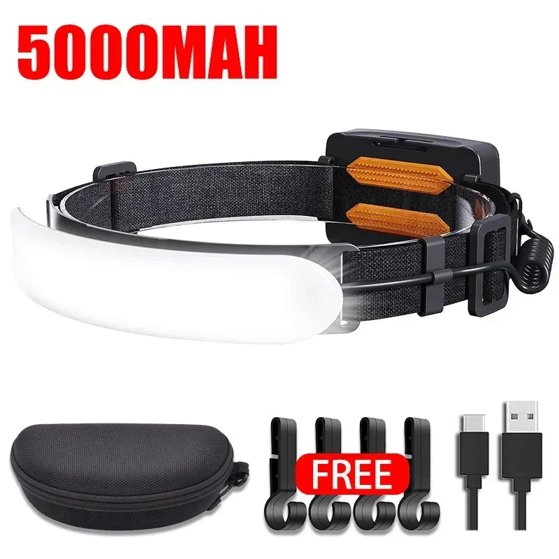 EvoFine LED Headlamp Flashlight With 7500Mah Built-in Battery USB Rechargeable Fishing Camping