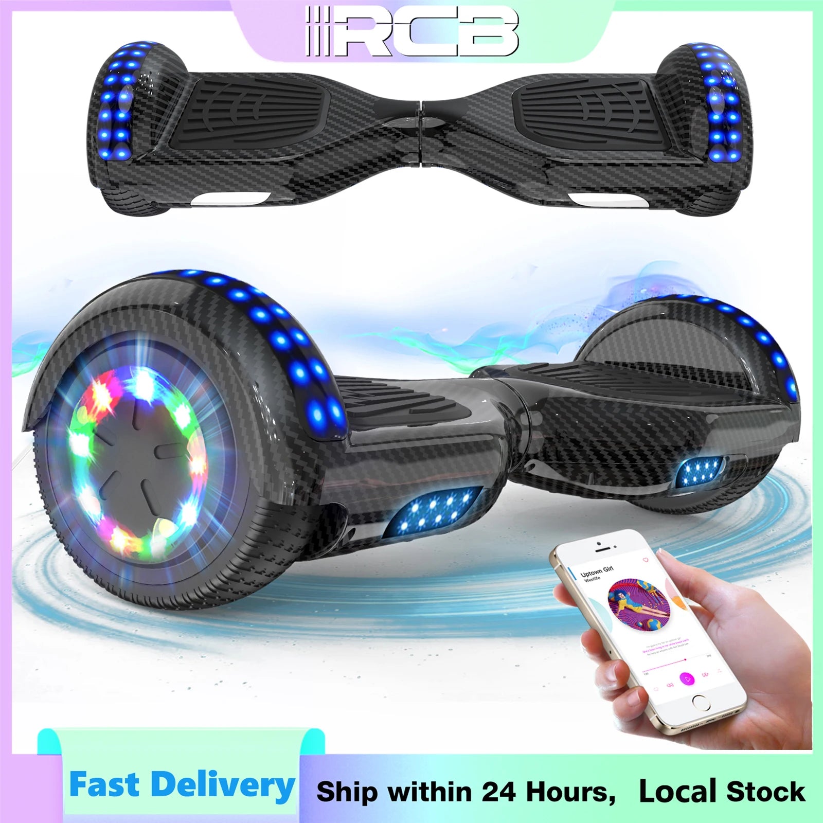 6.5 Inch Hoverboard with Bluetooth Speaker & LED Lights | Self-Balancing Two-Wheel Scooter for Kids & Adults