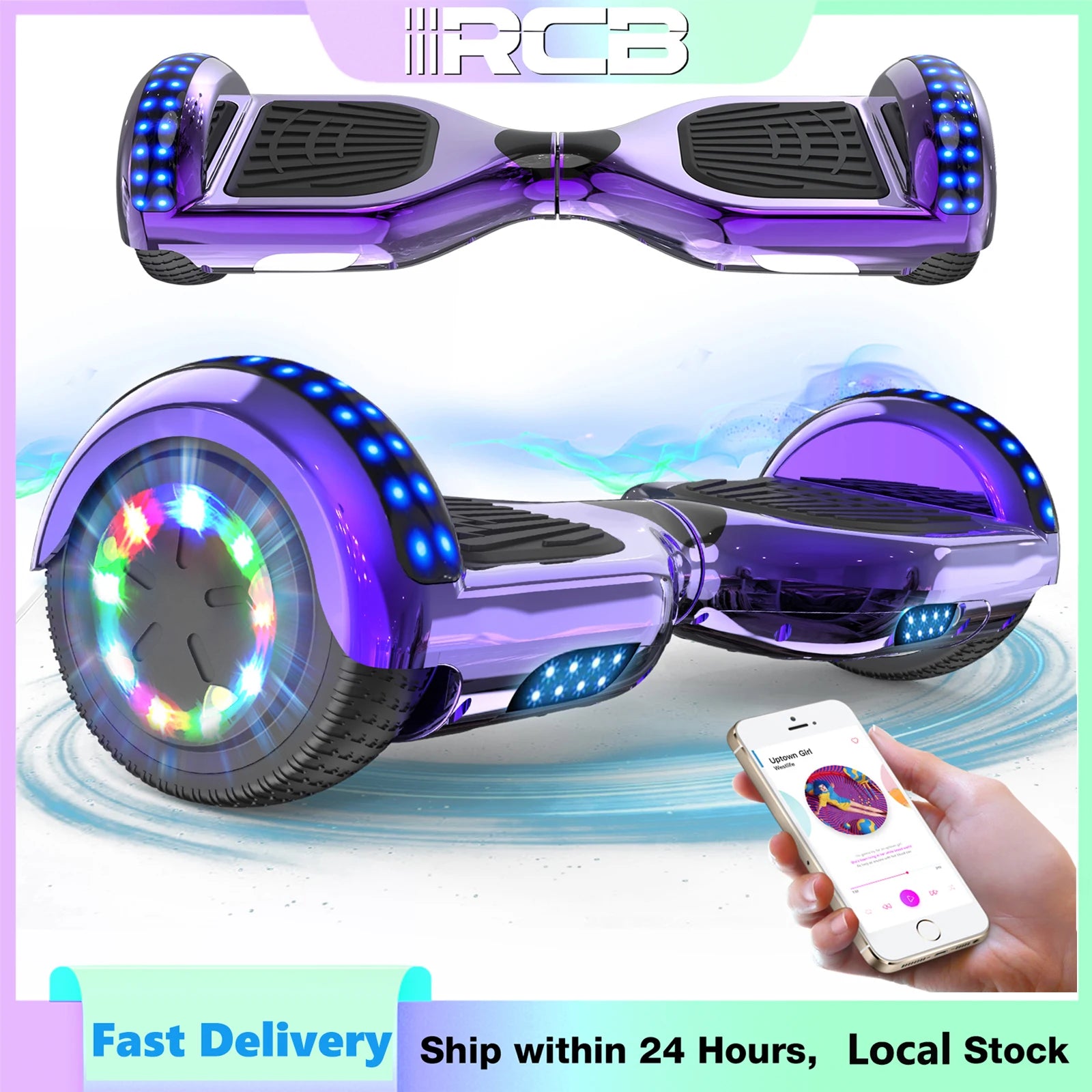 6.5 Inch Hoverboard with Bluetooth Speaker & LED Lights | Self-Balancing Two-Wheel Scooter for Kids & Adults