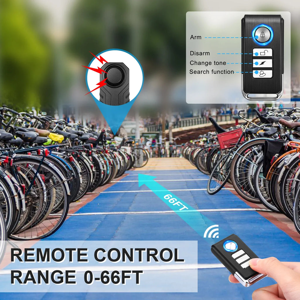 Anti-Theft Bicycle Alarm Wireless Vibration Remote Control Bike Motorbike Alarms Home Outdoor Security Protection