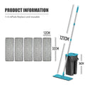 Hands Free Flat Floor Mop and Bucket Set with Washable Microfiber Pads for Hardwood Floors