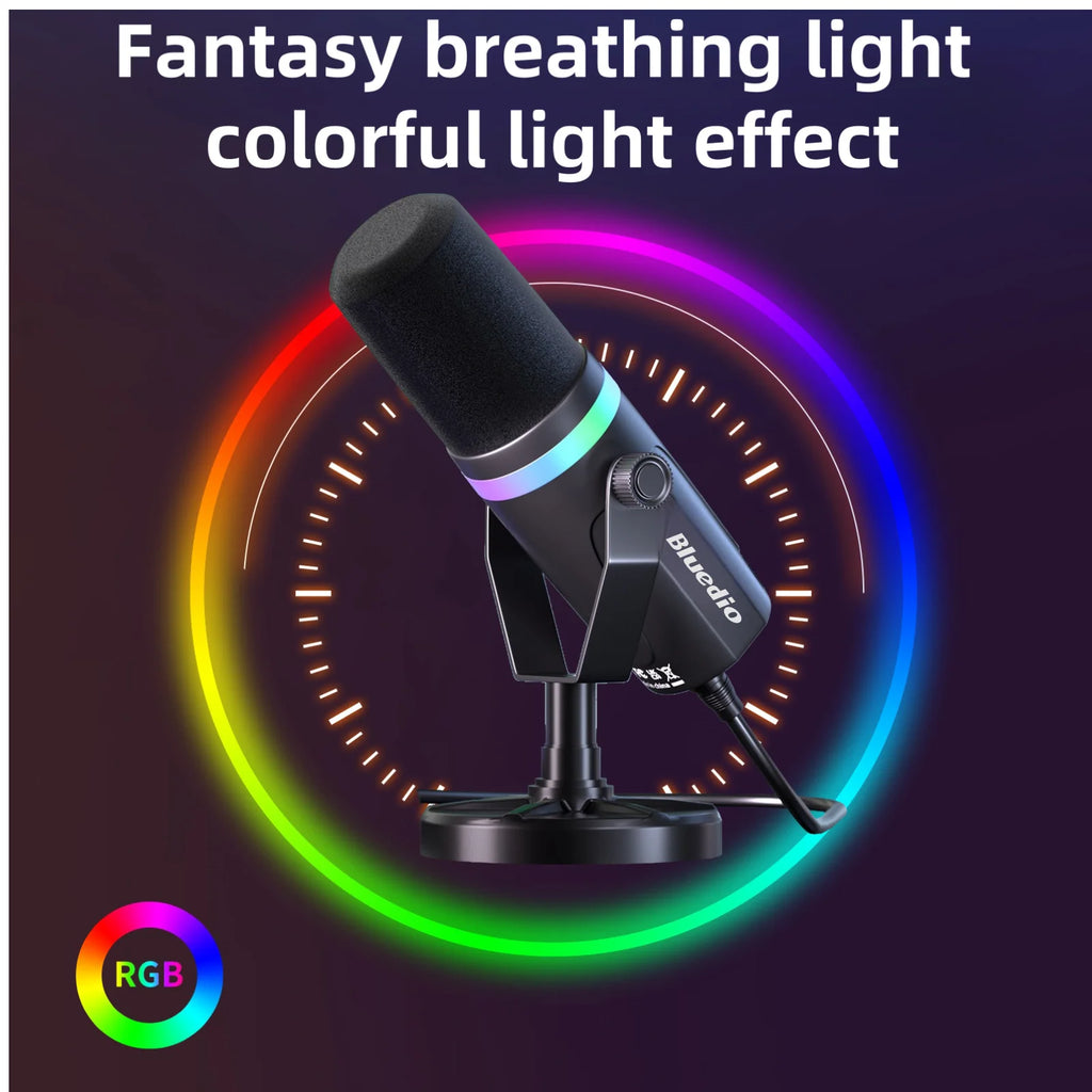 Dynamic Microphone RGB Mute Headphone Jack for PC Gaming Streaming PS5 Recording