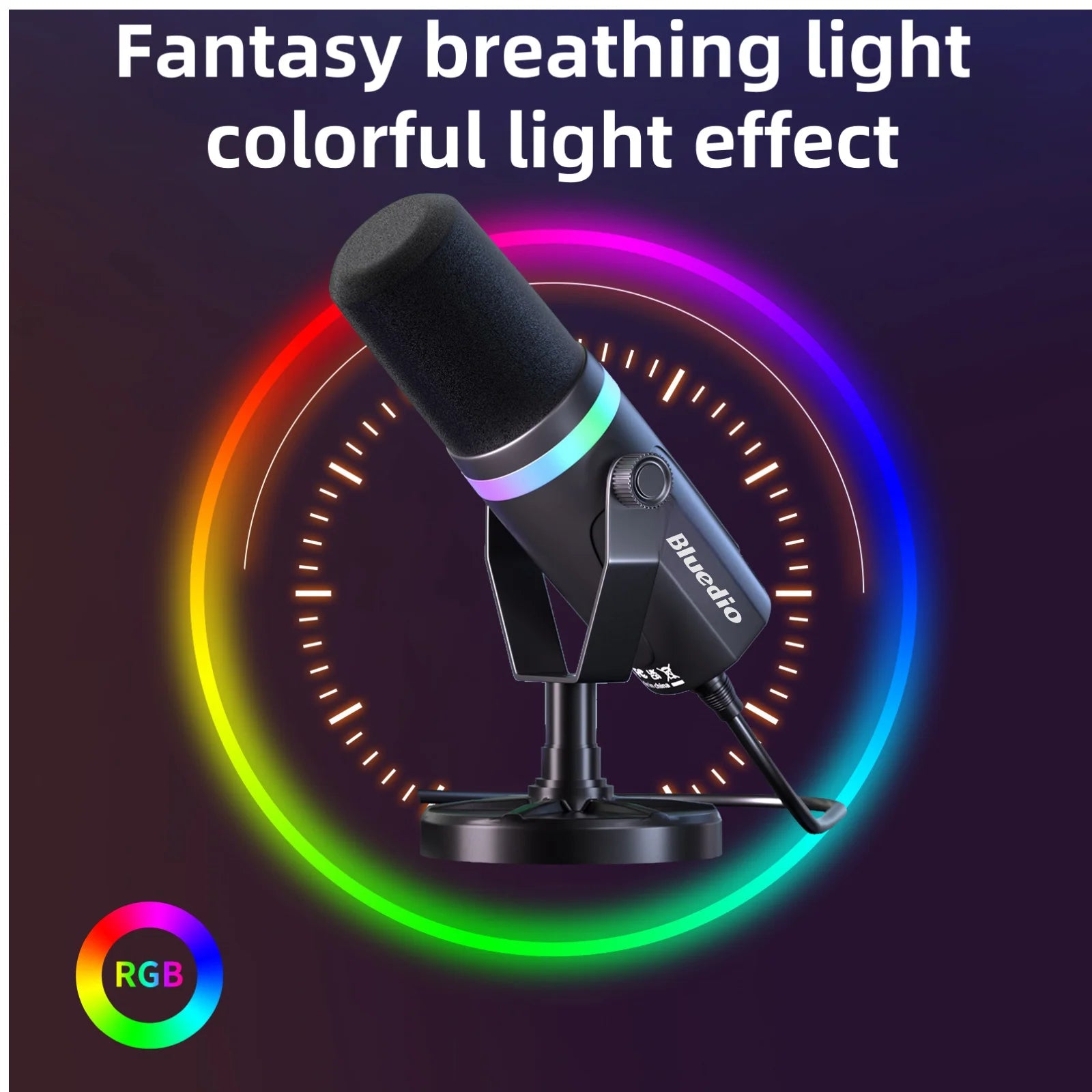 Dynamic Microphone RGB Mute Headphone Jack for PC Gaming Streaming PS5 Recording