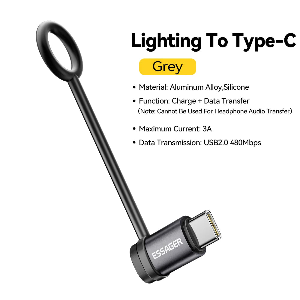 Essager Lightning to USB-C Adapter 3A Fast Charging OTG Converter for iPhone 15 Pro Max XR