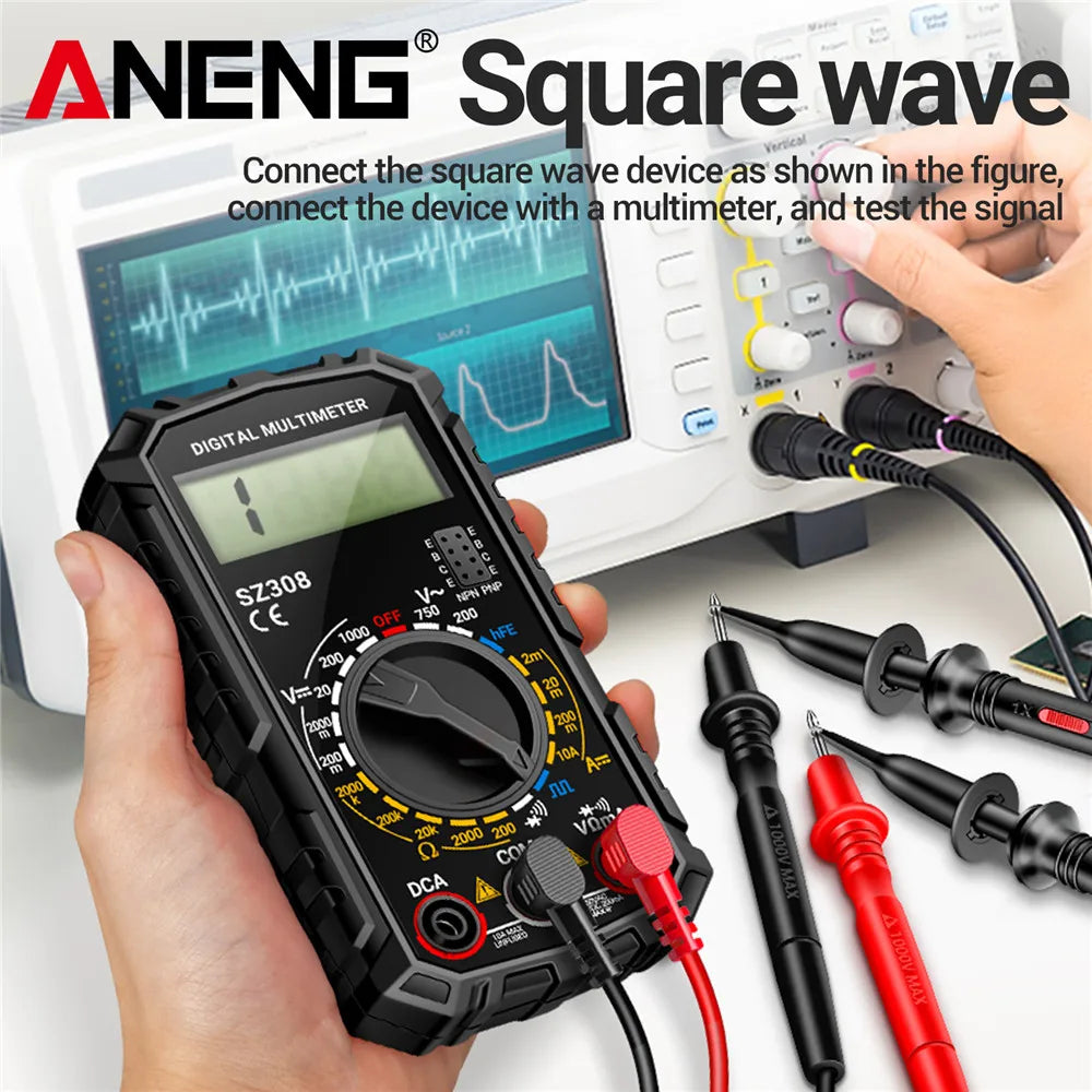 Digital Multimeter AC/DC Current Meter Voltage Resistance Meter Electrician LCD Backlight Ohm Square Wave Test