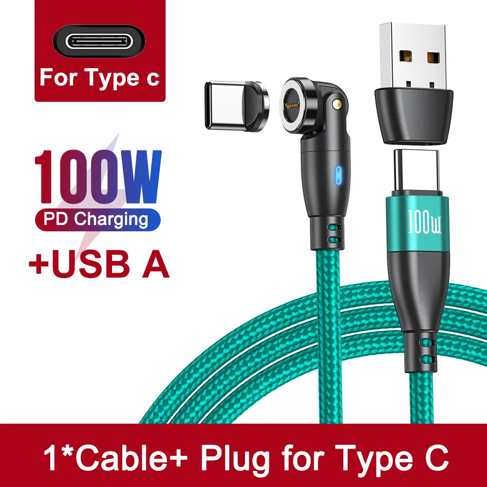 100W Magnetic USB Type C Cable 5A Fast Charging Cord for MacBook Samsung iPhone Devices